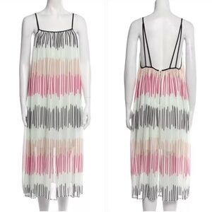 Alice + Olivia White Pink Stripes Open Back Casual Designer Resort Long Dress S